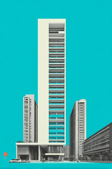 Design a cover photo of a proposal for real estate and property tech, virtual architecture, the cover theme should be electric blue, with design containing high rise building on the right side of the image,  --s 500
