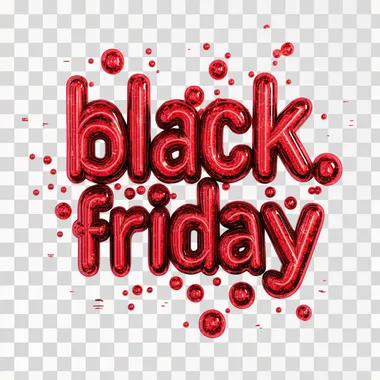 red typography, bubbled glowy, "black friday", white background