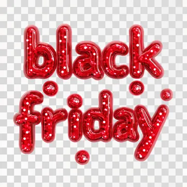 red typography, bubbled glowy, "black friday", white background
