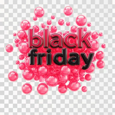 red typography, bubbled glowy, "black friday", white background
