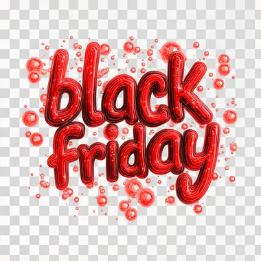 red typography, bubbled glowy, "black friday", white background