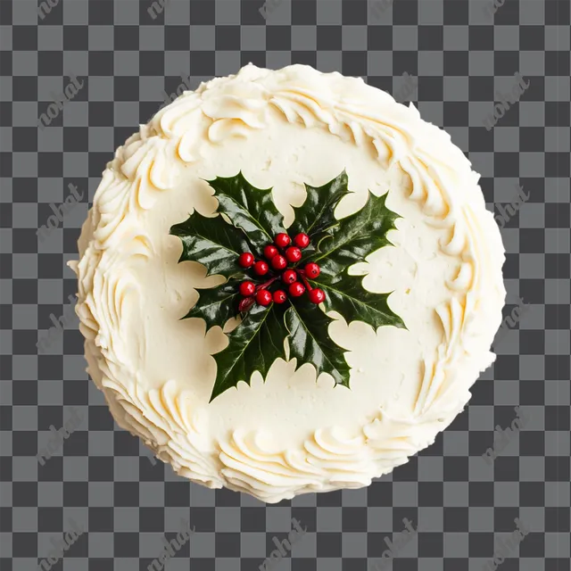 Classic Christmas Cake with Holly Centerpiece