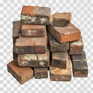 bricks many, photo on white background