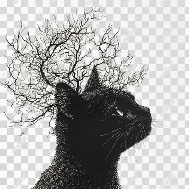 Please draw a silhouette of a cat.