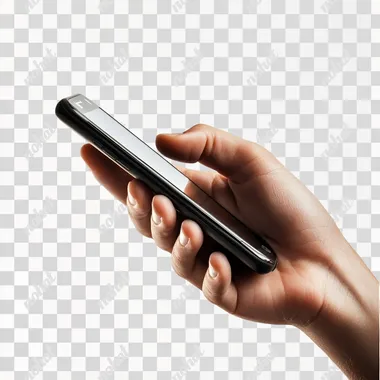 Hand with smartphone on white background