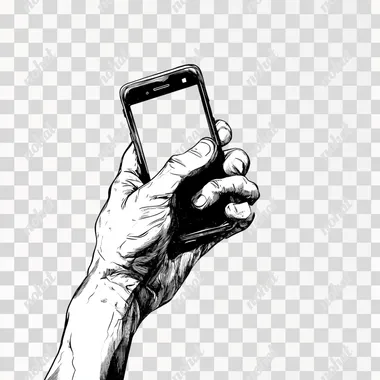 Hand with smartphone on white background