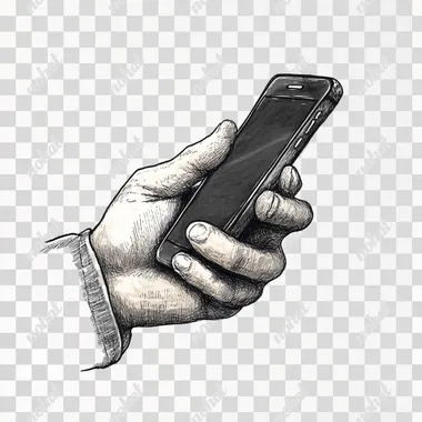Hand with smartphone on white background