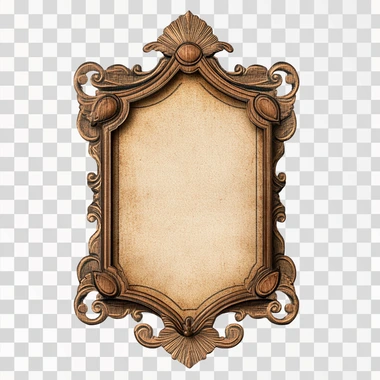 retro style wooden lable frame , white background