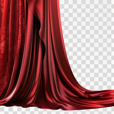 red luxurious curtain, white background