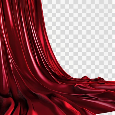 red luxurious curtain, white background