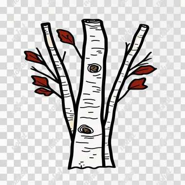 png white background, thick black outlines, in the style of colored animated illustrations, logo for a company called Paper Birch Studios, text based