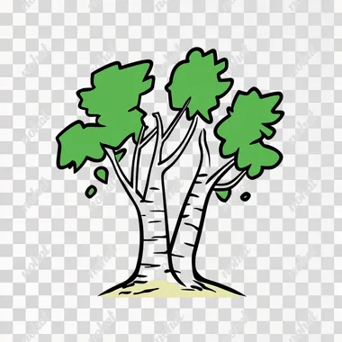 png white background, thick black outlines, in the style of colored animated illustrations, logo for a company called Paper Birch Studios, text based