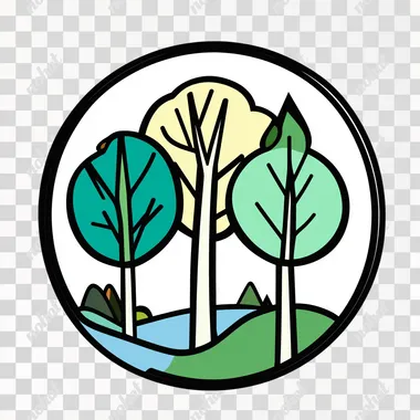 png white background, thick black outlines, in the style of colored animated illustrations, logo for a company called Paper Birch Studios, text based