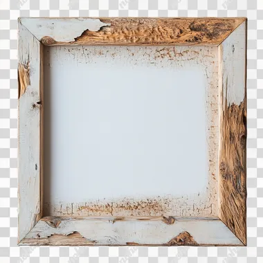 sqaure rustic wooden frame in with natural textures like weathered wood, bark, and vintage carvings. The frame should have a warm, earthy tone and be arranged individually on a plain white background