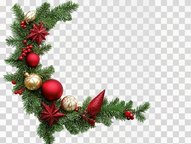 Christmas Corner Border decoration Png, isolated