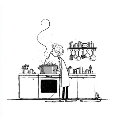 simple line Darwing Home is where we cook pasta again. Make me cute minimalist illustration style of shel silverstein It should be cute minimal a couple cocking pasta in cute senario