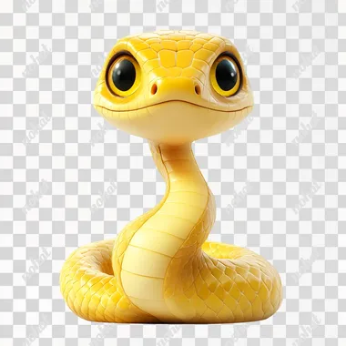 A cartoon golden snake 3D icon, simple design, white background, Pixar style, cartoon style, 3D illustration, smooth rendering and high resolution. --s 250
