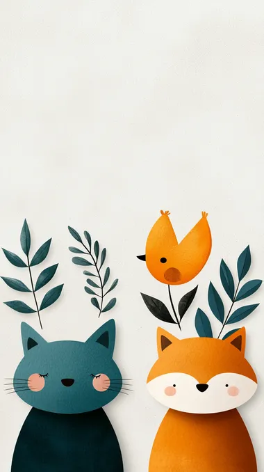 Adorable watercolor animals, soft pastel tones, dreamy sky, fluffy clouds, playful expressions, perfect for iPhone & Android wallpaper, 8k    l25goff