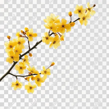 Yellow blossoms, white background