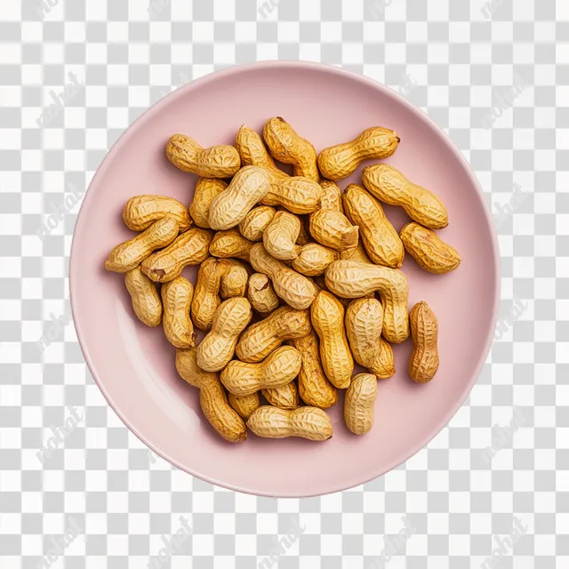 PNG Peanuts on a Pink Plate in a Minimalist Living Room Setting