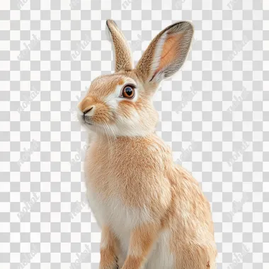 cute happy brown rabbit with smooth and shiny fur. full body shot. The background color should be pure white. The photo needs to have high resolution
