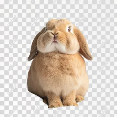 cute happy brown rabbit with smooth and shiny fur. full body shot. The background color should be pure white. The photo needs to have high resolution