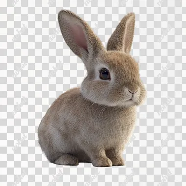 cute happy brown rabbit with smooth and shiny fur. full body shot. The background color should be pure white. The photo needs to have high resolution