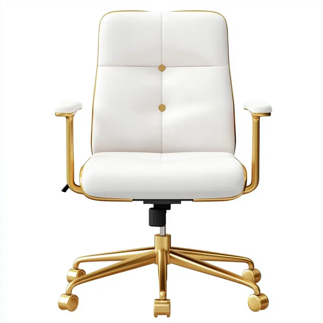 Elegant White Office Chair with Gold Accents