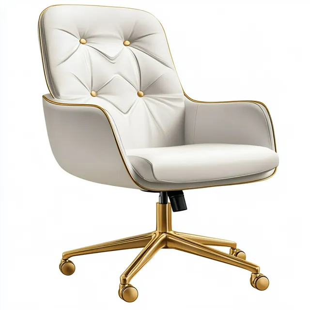 Elegant White Office Chair with Gold Accents
