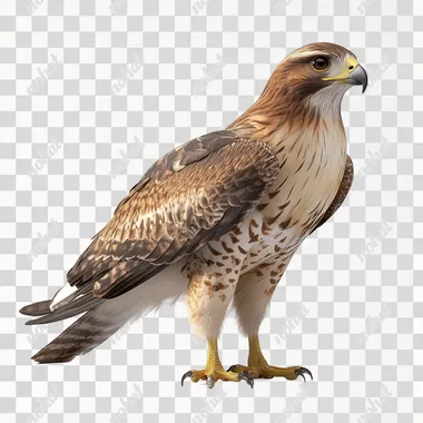 hawk, full size, white background, multicolor, octane rendering, photorealistic, highly detailed