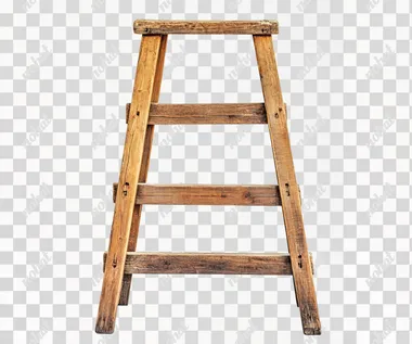 wooden ladder isolated on white background, front view