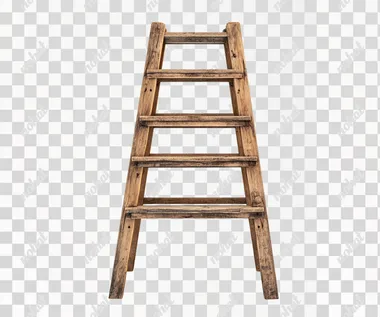 wooden ladder isolated on white background, front view