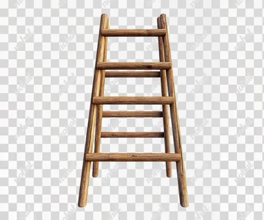 wooden ladder isolated on white background, front view
