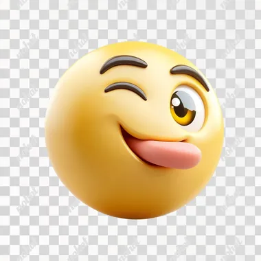 3d winking emoji on white background