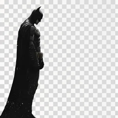 comic book art style, side view of Batman standing, white background