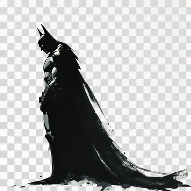 comic book art style, side view of Batman standing, white background