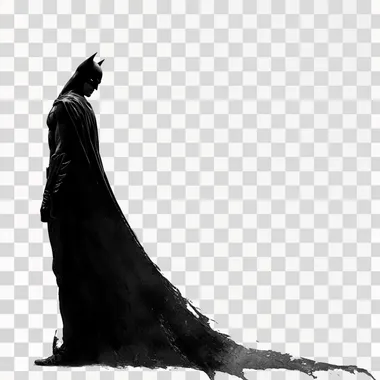 comic book art style, side view of Batman standing, white background