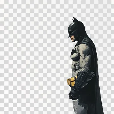 comic book art style, side view of Batman standing, white background