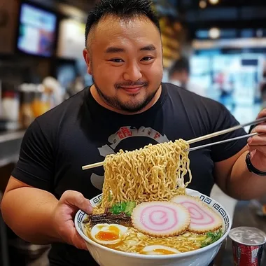 A man in his 40s who ate too much ramen and gained a little weight.