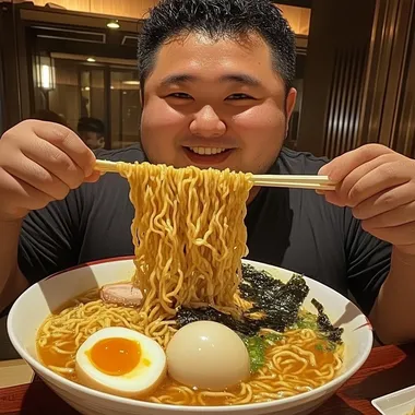 A man in his 40s who ate too much ramen and gained a little weight.