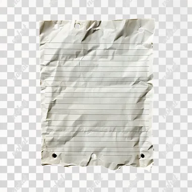 a scrumpled up piece of lined paper with punched holes over a black background. this should be in birds eye vieve