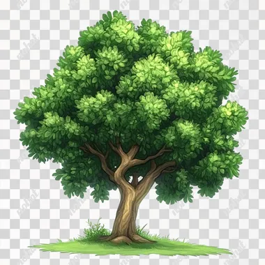 Tree illustration with green leaves. More of a clip art style