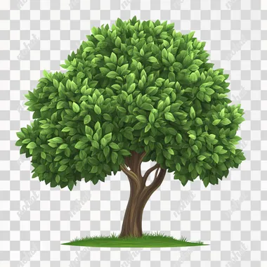 Tree illustration with green leaves. More of a clip art style
