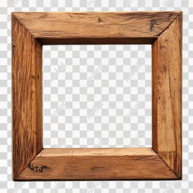 wooden picture frame. ultra definition. transparent background