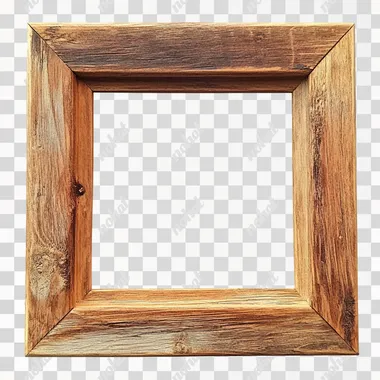 wooden picture frame. ultra definition. transparent background