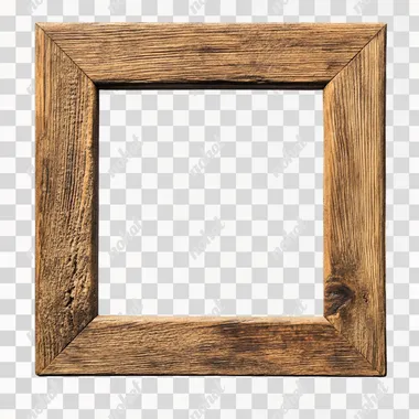 wooden picture frame. ultra definition. transparent background