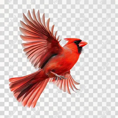 cardinal in flight, no background