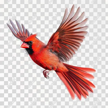 cardinal in flight, no background