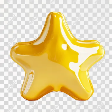 YELLOW STAR ILLUSTRATION IN 3D STYLE ON WHITE BACKGROUND