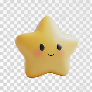 YELLOW STAR ILLUSTRATION IN 3D STYLE ON WHITE BACKGROUND